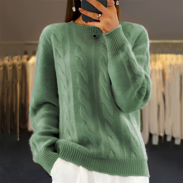 Casualowy sweter damski Jasmin, długi rękaw dla komfortu i ciepła. Modna odzież jesienno-zimowa.
