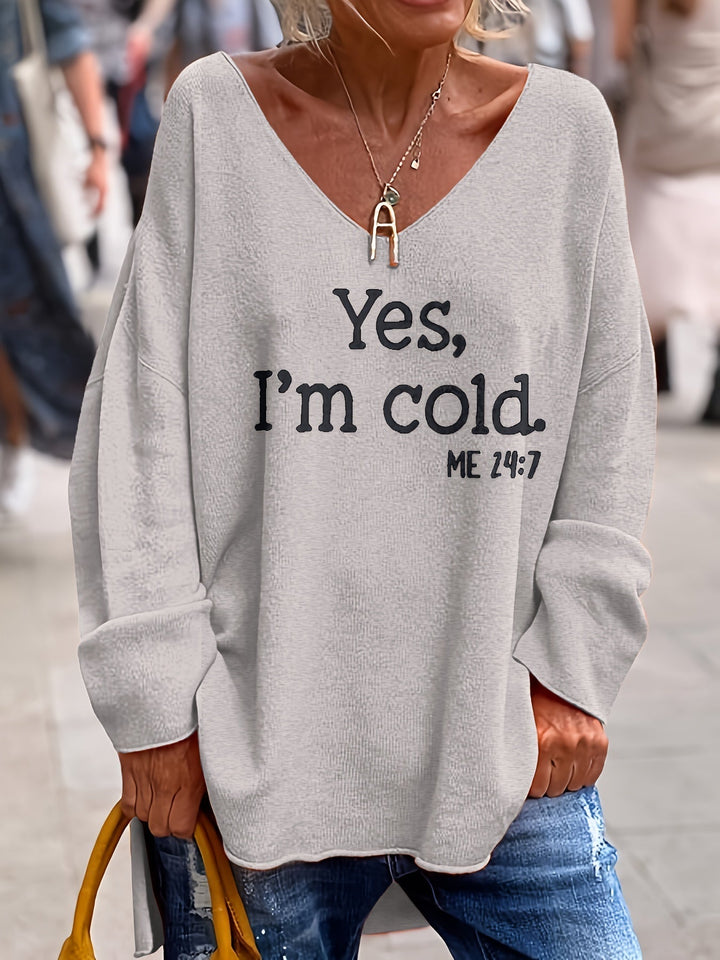 Miękki, dzianinowy sweter damski oversize z głębokim dekoltem V. Must-have w stylizacjach casualowych.