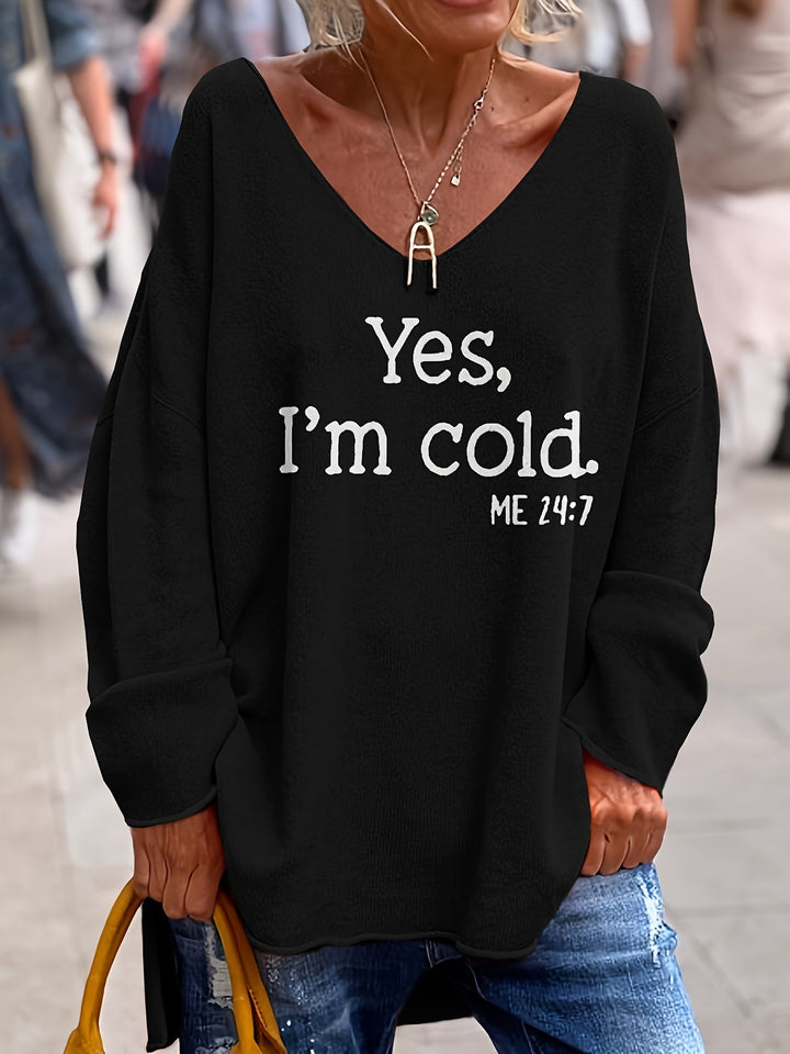 Elegancki sweter damski oversize z dekoltem V. Modny, długi rękaw, doskonały do jesiennych stylizacji.