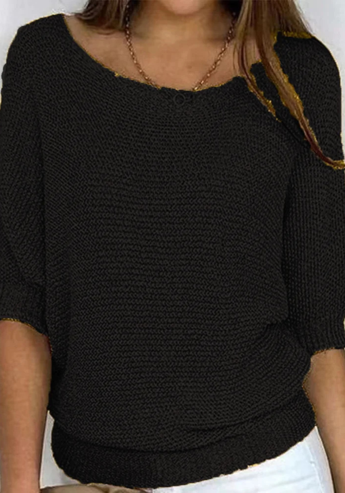 Stylowy sweter damski z dekoltem łódką, rękaw do łokcia. Komfortowy, modny i uniwersalny.