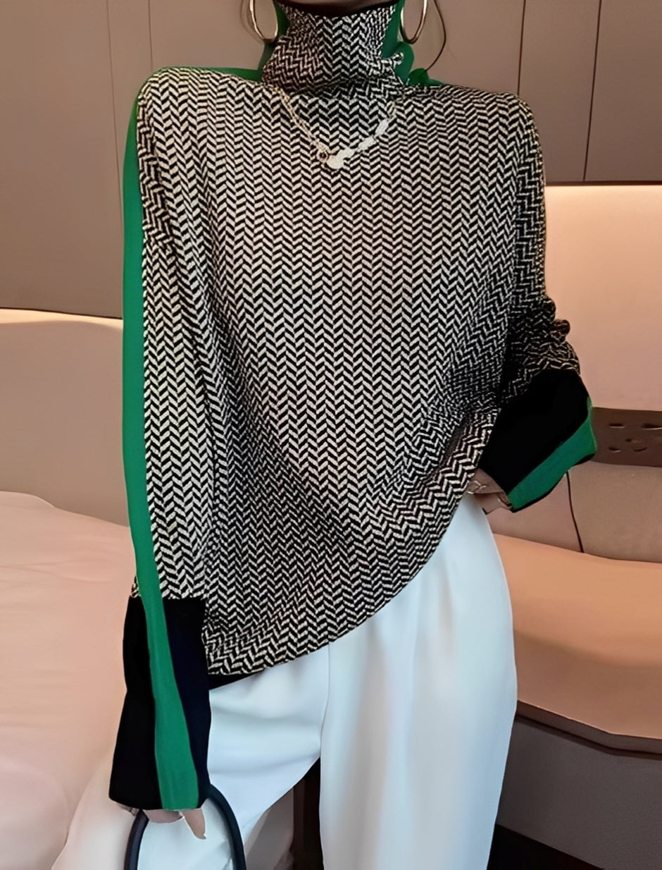 Modny damski sweter Bryony z golfem, zapewniający ciepło i elegancję. Idealny na chłodne jesienne i zimowe wieczory.
