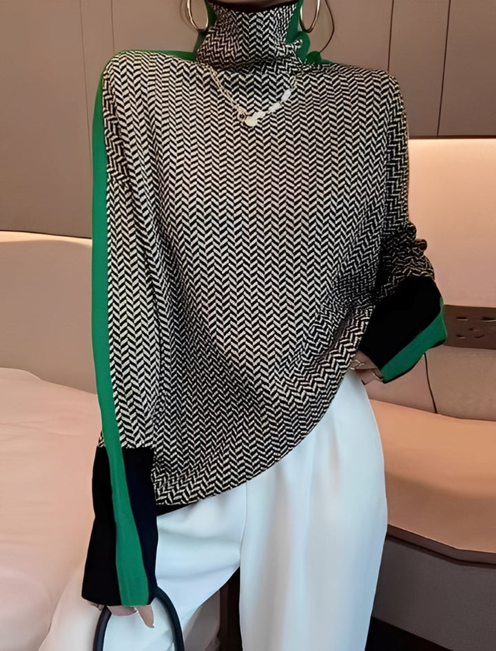 Modny damski sweter Bryony z golfem, zapewniający ciepło i elegancję. Idealny na chłodne jesienne i zimowe wieczory.