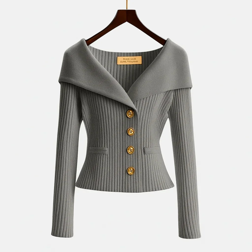 Jesienny sweter damski z odkrytymi ramionami, elegancki i komfortowy, świetny na wieczór.
