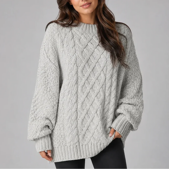 Stylowy sweter damski z warkoczami, ciepły i wygodny model na zimę.