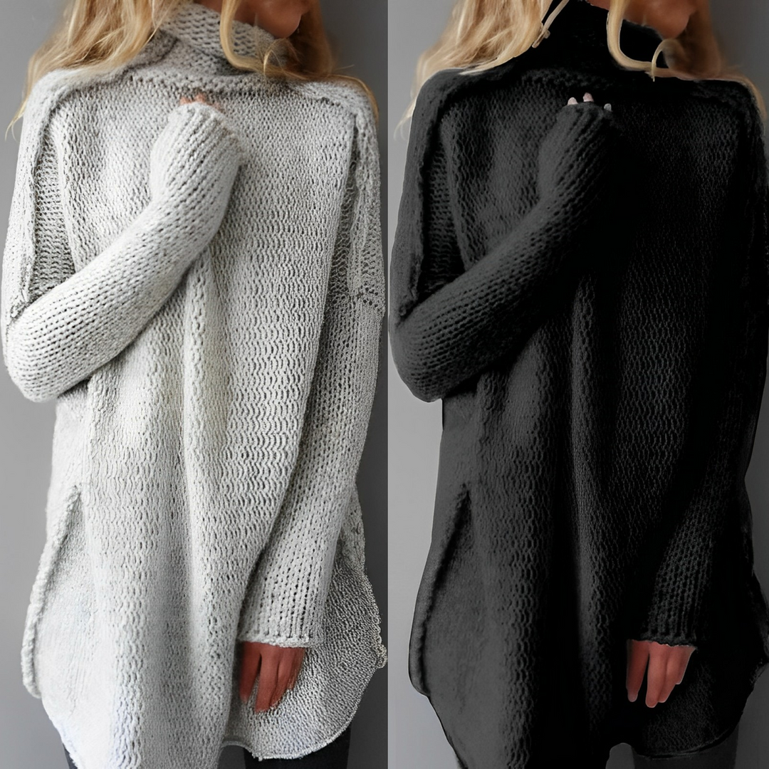 Damski sweter zimowy oversize z golfem, ciepły i modny, idealny na jesień i zimę, komfortowy styl.