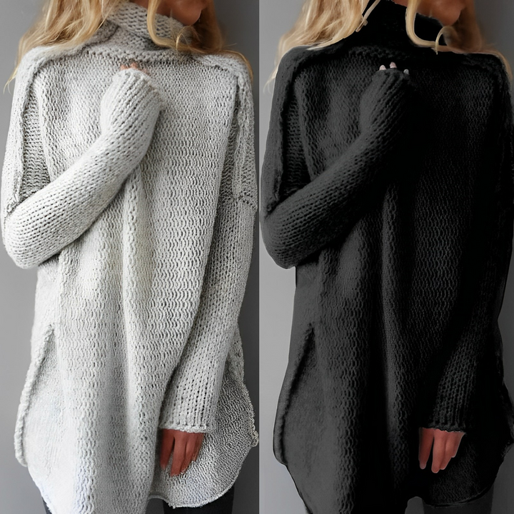Damski sweter zimowy oversize z golfem, ciepły i modny, idealny na jesień i zimę, komfortowy styl.