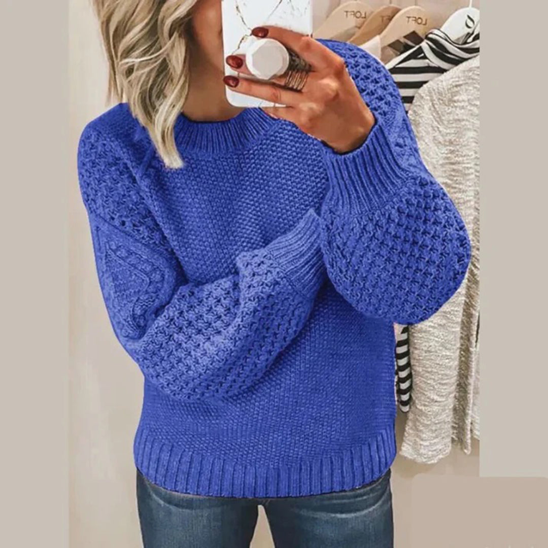 Ciepły damski sweter Zosia z dzianiny o grubym splocie. Elegancki i casualowy na jesień i zimę.