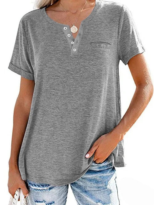 Damski t-shirt z krótkim rękawem w klasycznym kolorze. Minimalistyczny design, wygodny na każdą casualową okazję.