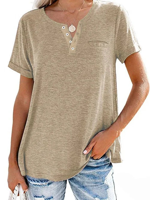 Modny damski t-shirt z krótkim rękawem. Klasyczny, uniwersalny styl, doskonały do wielu codziennych stylizacji.