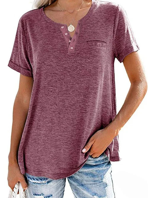 Damski t-shirt z krótkim rękawem. Elegancki, a zarazem wygodny, idealny do casualowych i codziennych zestawów.