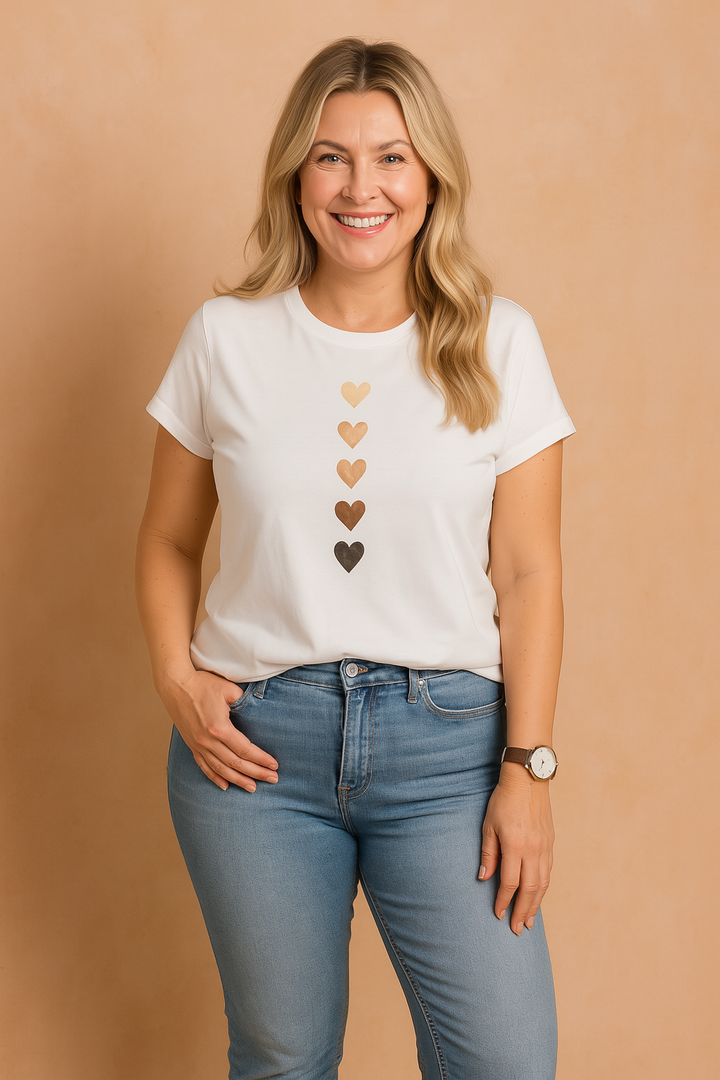 Wygodny damski t-shirt z krótkim rękawem i modnym nadrukiem, doskonały na co dzień.
