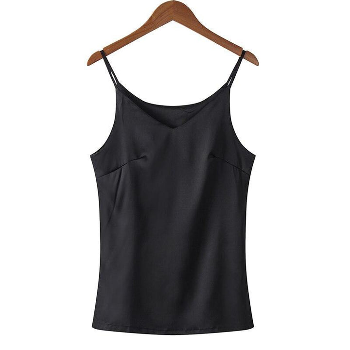 Damski tank top jednokolorowy z dekoltem V i cienkimi ramiączkami. Luźny krój, idealny na lato.
