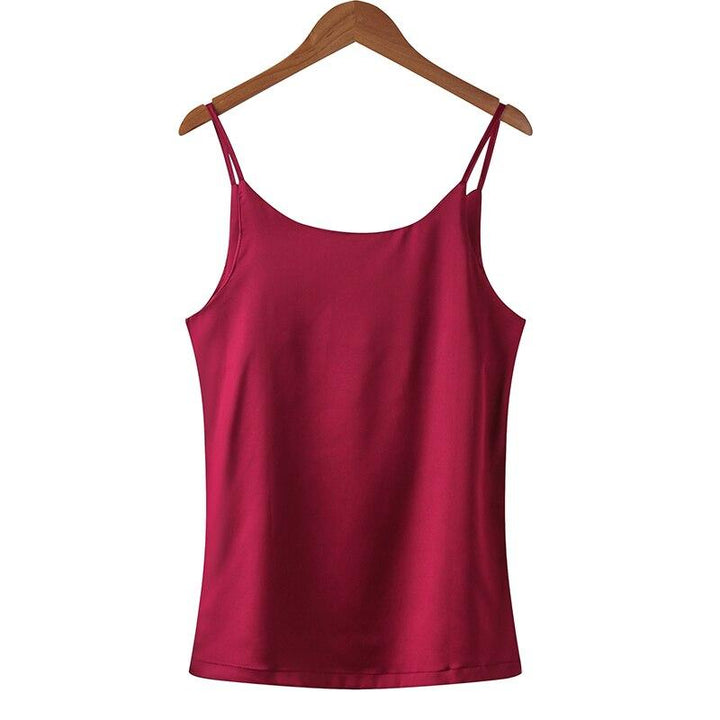 Damski top bez rękawów, koszulka z dekoltem V. Jednokolorowy tank top z cienkimi ramiączkami i luźnym krojem.