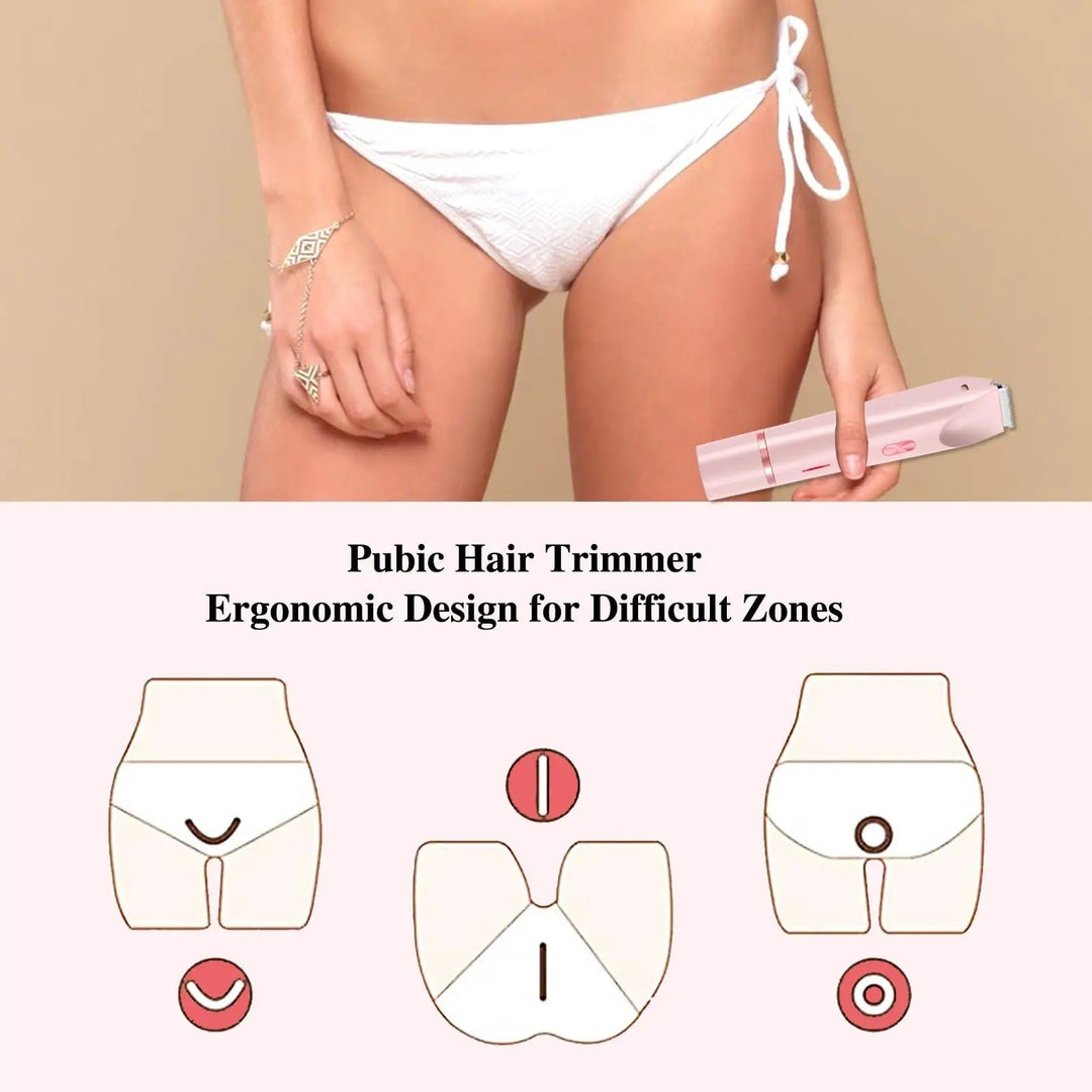 Stylowy, wodoodporny trymer damski z akumulatorem do precyzyjnego golenia bikini i pielęgnacji ciała.