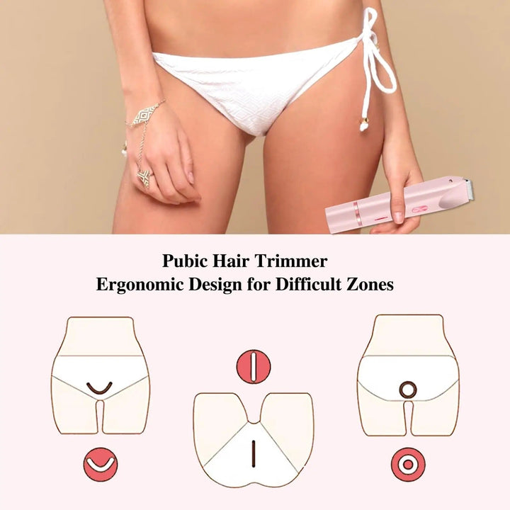Stylowy, wodoodporny trymer damski z akumulatorem do precyzyjnego golenia bikini i pielęgnacji ciała.