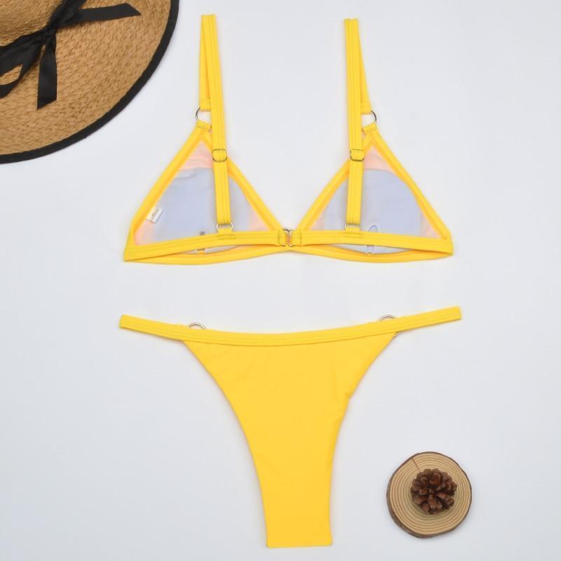 Kolorowe bikini damskie z majtkami brazylianami, dwuczęściowe, letnie, modne.