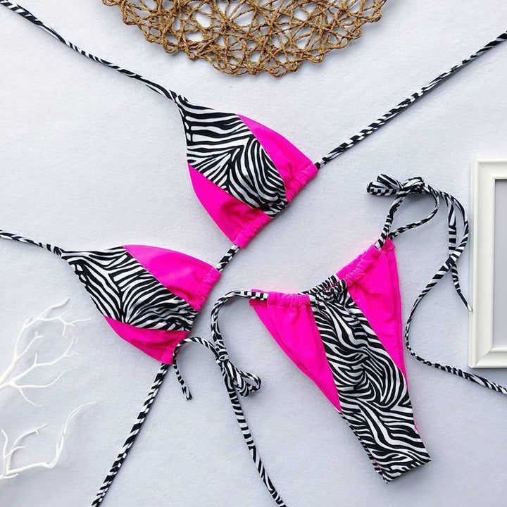 Damskie bikini, dwuczęściowy strój kąpielowy. Idealne na lato, kolorowe i wiązane, modne na plażę.