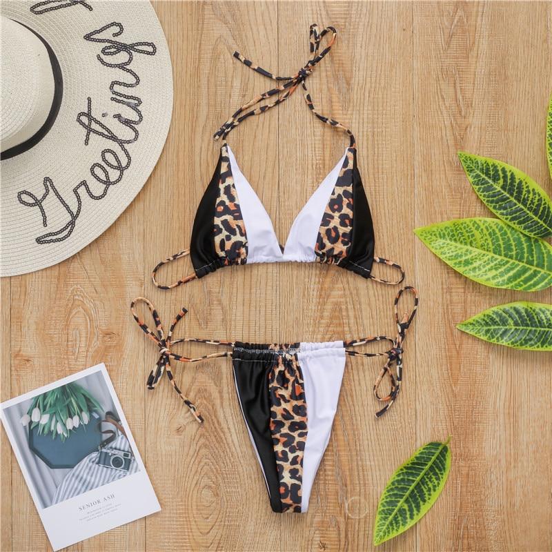 Modne damskie bikini dwuczęściowe. Strój kąpielowy wiązany, idealny na plażę i upalne lato.