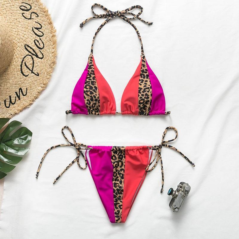 Modne damskie bikini brazylijskie. Wiązany strój kąpielowy dwuczęściowy, idealny na letnią plażę.