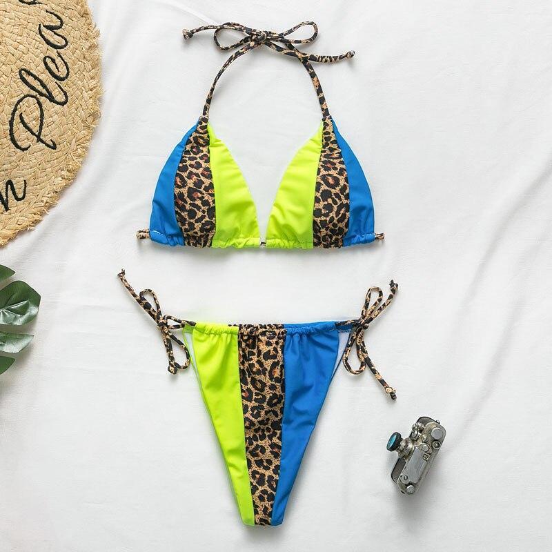 Stylowe damskie bikini dwuczęściowe. Strój kąpielowy na plażę i lato, z modnymi wiązaniami.