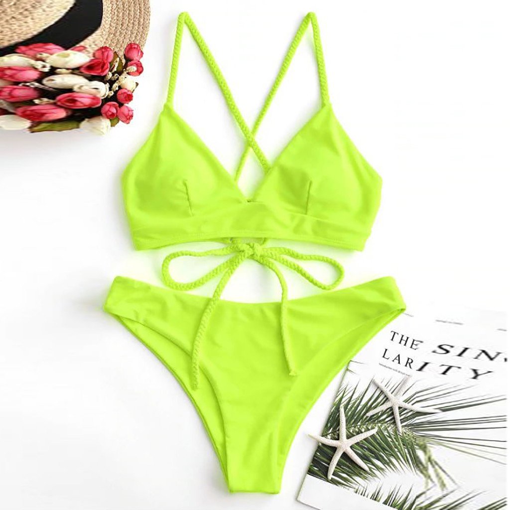 Modny damski strój kąpielowy bikini w wielu kolorach, z regulacją dla idealnego dopasowania na lato.