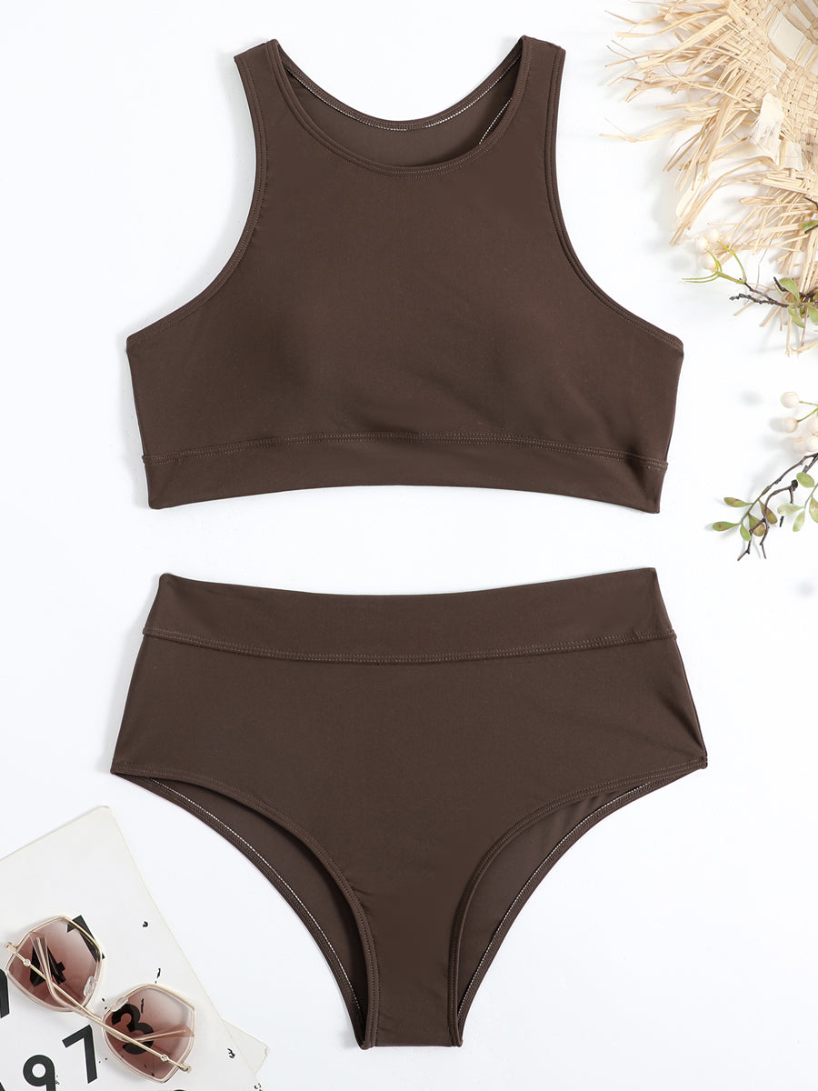Sportowy kostium kąpielowy damski, szybkoschnące bikini do aktywności na plaży.
