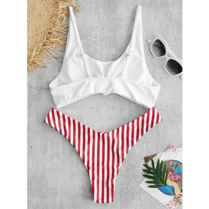 Modne damskie bikini z szybkoschnącego materiału, brazylijskie figi, dwuczęściowy strój kąpielowy.
