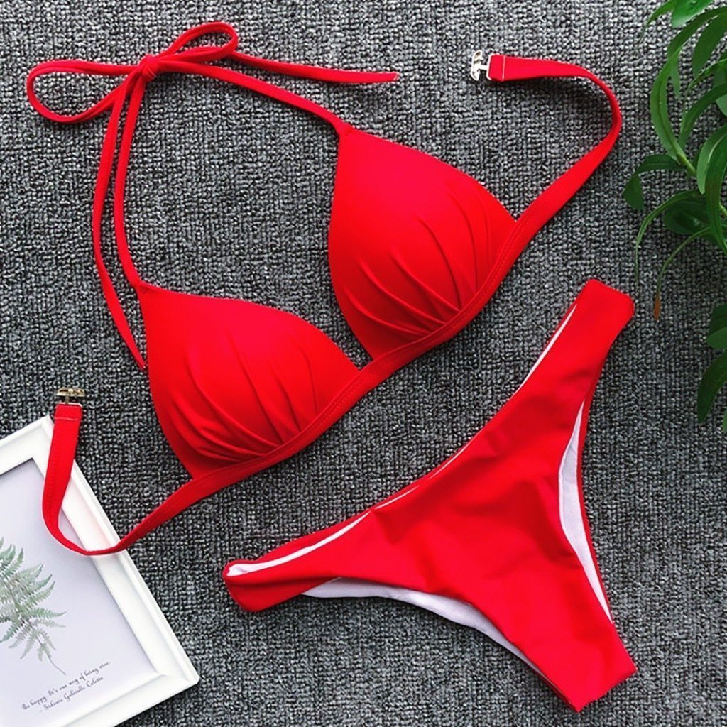 Seksowne bikini damskie z wiązaniem, dwuczęściowy strój kąpielowy na słoneczne lato.