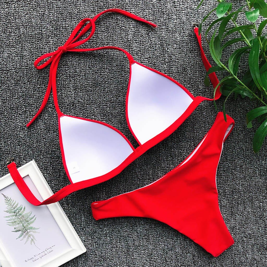 Letnie damskie bikini dwuczęściowe, strój kąpielowy z modnym wiązaniem, idealny na plażę.