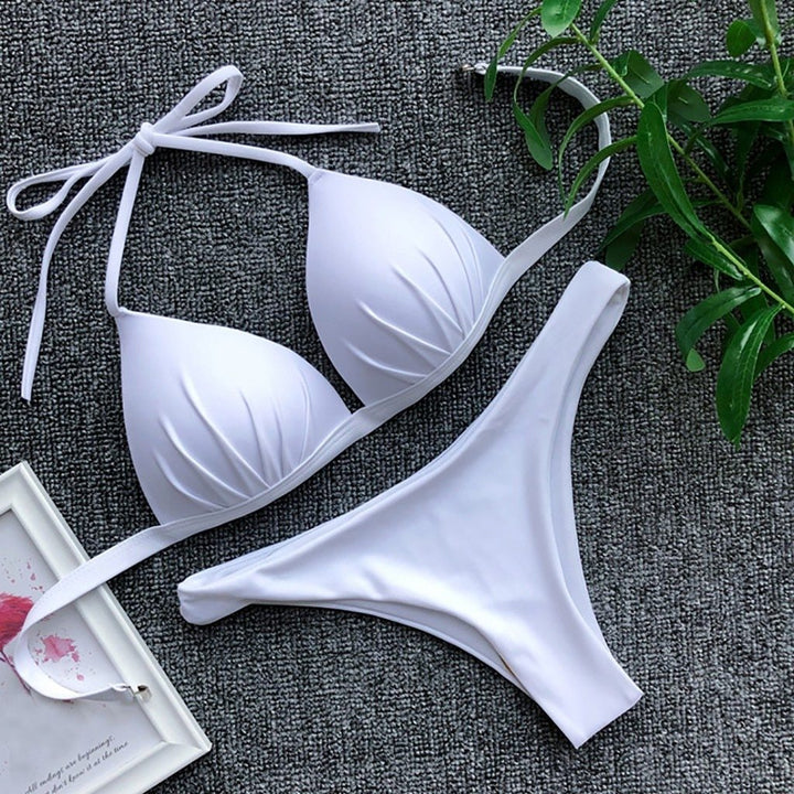 Dwuczęściowy strój kąpielowy damski z wiązaniem, modne bikini plażowe, poliester/spandex.