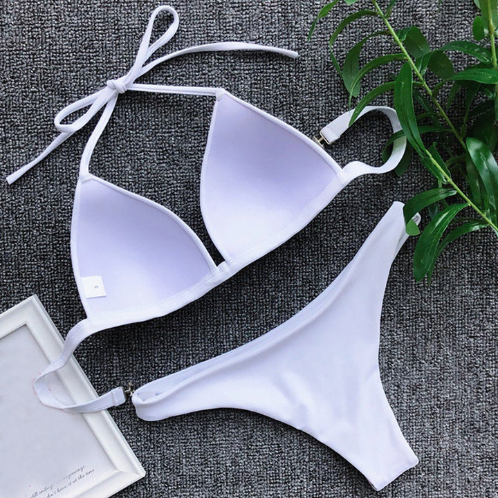 Eleganckie wiązane bikini damskie, dwuczęściowy strój kąpielowy na lato, komfortowe figi.
