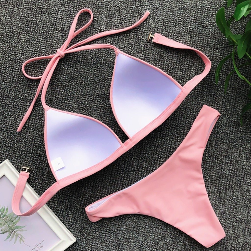 Damski strój kąpielowy bikini z wiązanymi figami, dwuczęściowy komplet na upalne lato.