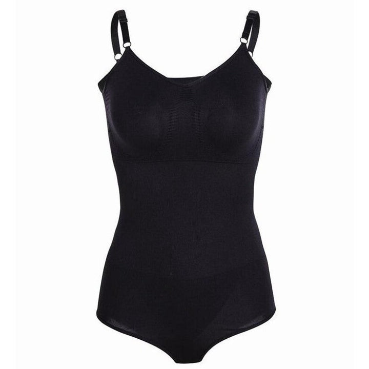 Eleganckie czarne body modelujące damskie z cienkimi ramiączkami, wyszczuplające i zapewniające komfort noszenia.
