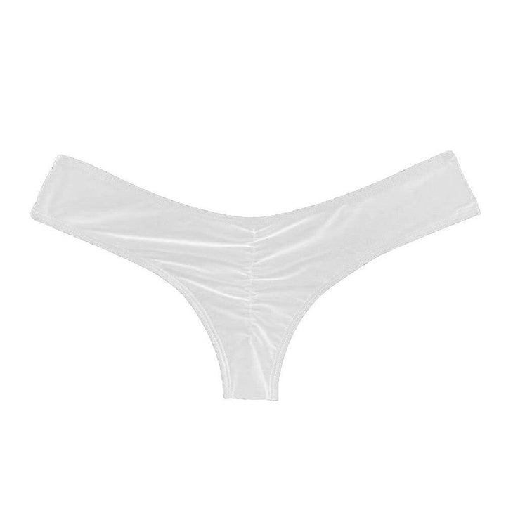 Damskie brazylijskie figi bikini z marszczeniem, idealne na plażę. Szybkoschnący, modny dół stroju kąpielowego.
