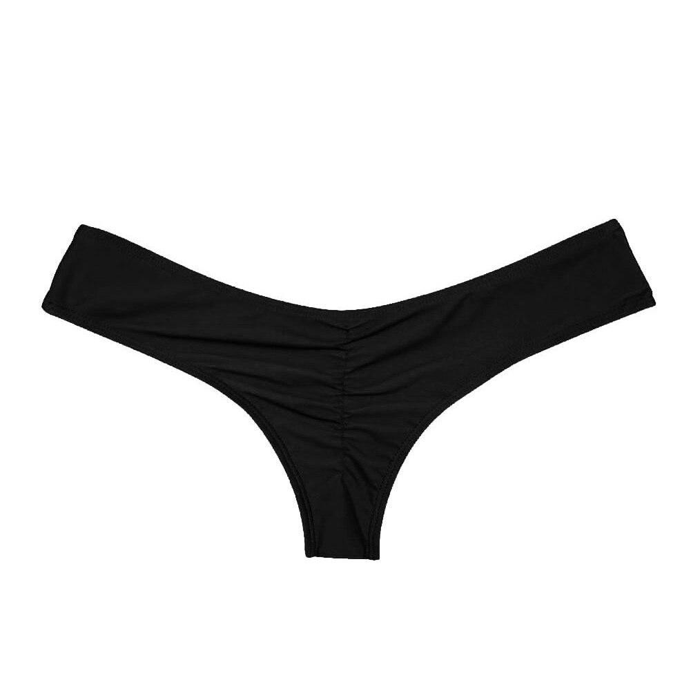 Stylowe damskie figi bikini brazylijskie z marszczeniem. Wygodny, szybkoschnący dół stroju kąpielowego na lato.
