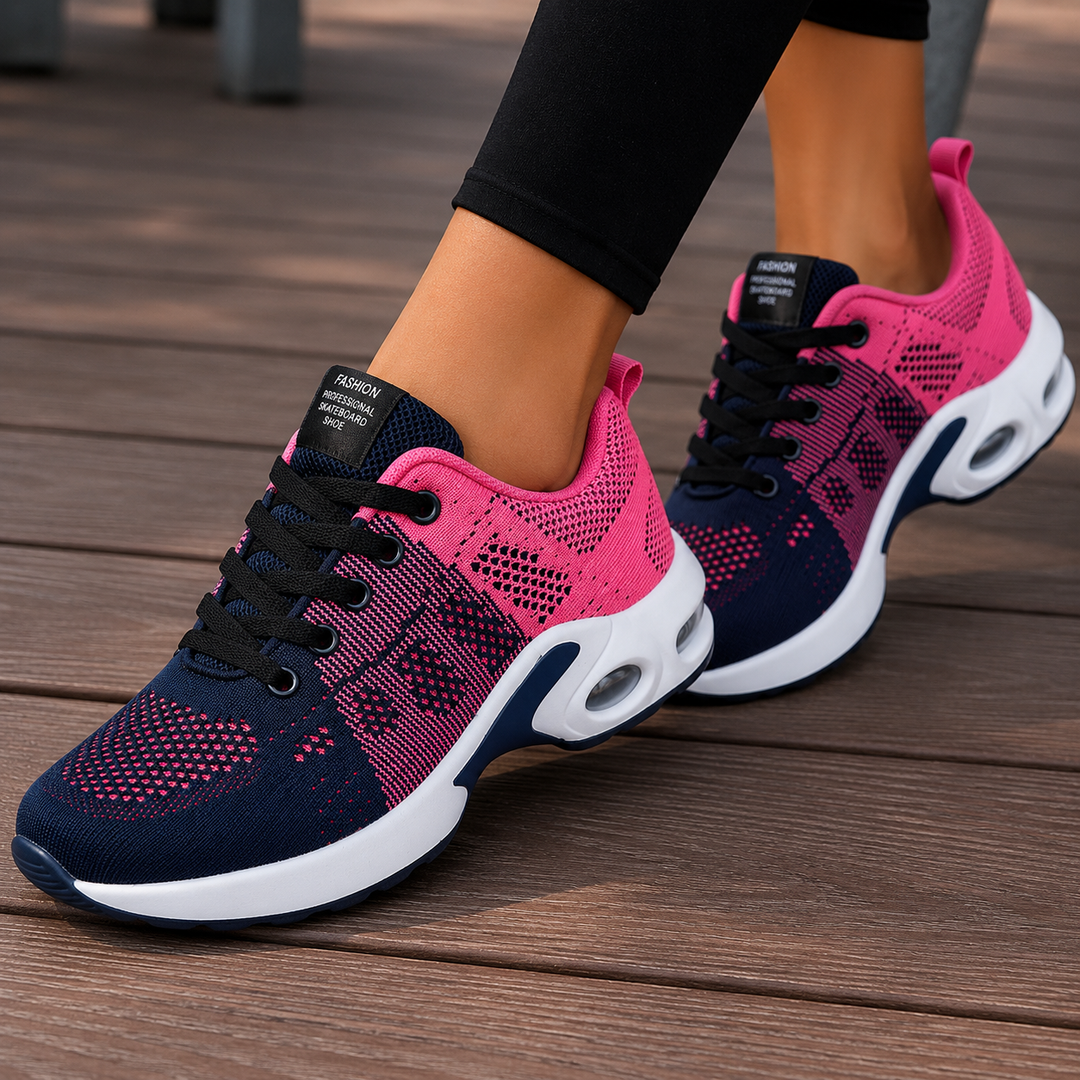 Damskie sportowe buty casual, wygodne i wspierające, doskonałe do miejskich spacerów i codziennych aktywności.