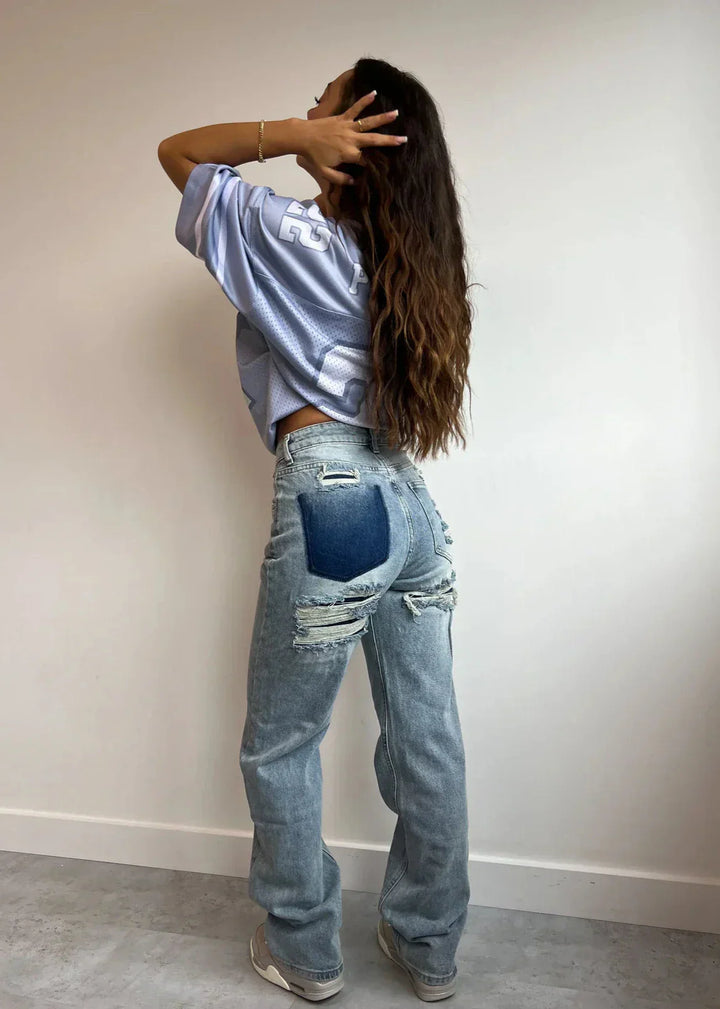 Damskie jeansy Mom Fit z wysokim stanem, wygodne i stylowe spodnie na wiosnę i lato, idealne na co dzień.
