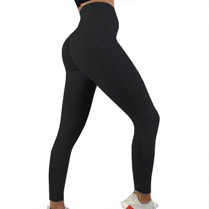 Damskie legginsy sportowe z wysokim stanem i ozdobnym przeszyciem. Elastyczne, idealne na fitness, jogę i siłownię.