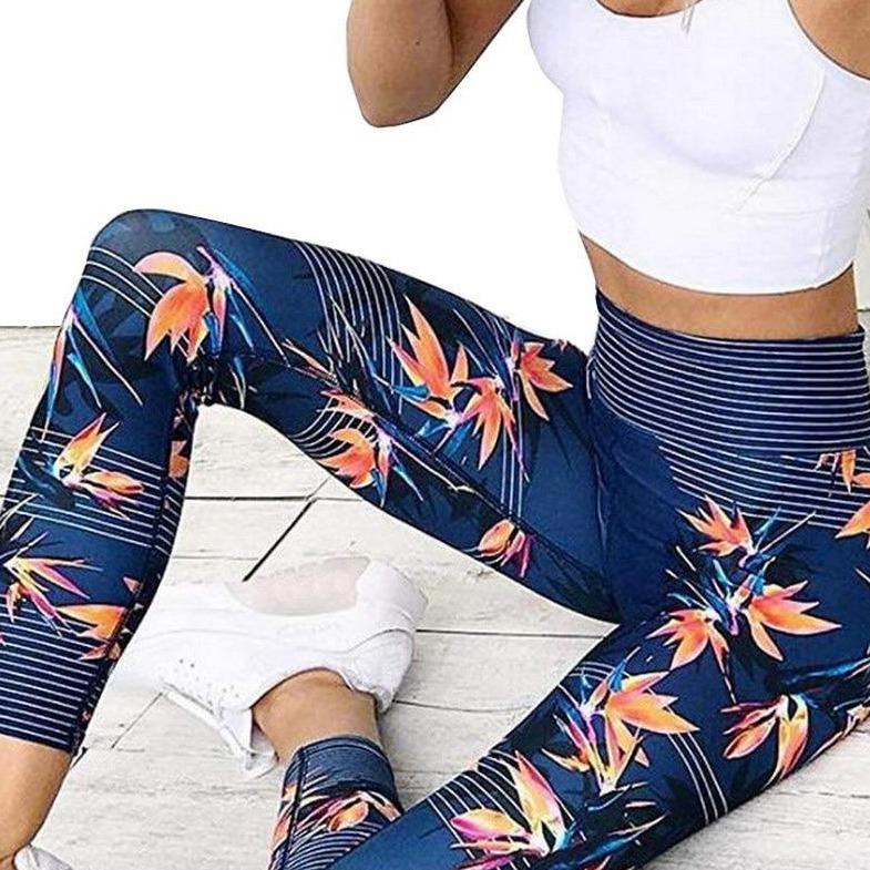 Damskie legginsy wzorzyste z wysokim stanem, idealne do sportu i codziennego noszenia, zapewniają komfort i styl.