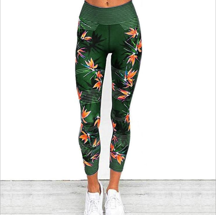 Stylowe legginsy damskie wzorzyste z wysokim stanem, idealne jako aktywna odzież lub do relaksu.