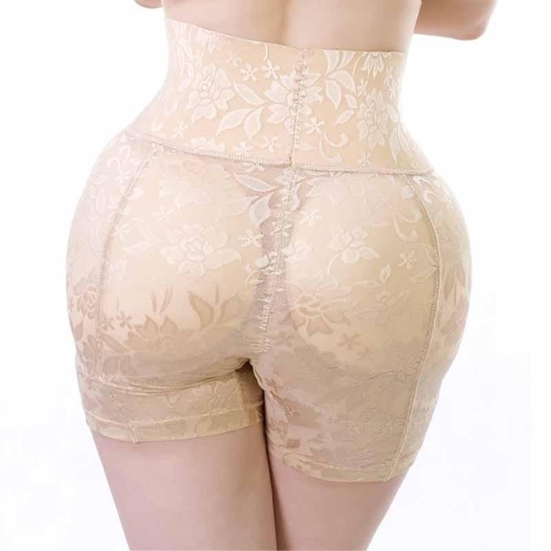 Czarne damskie majtki push-up z wysokim stanem i subtelnym kwiatowym haftem, bielizna modelująca.