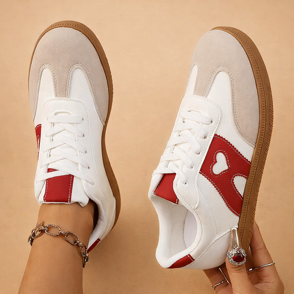 Brązowe damskie sneakersy casualowe. Stylowe, oddychające trampki sznurowane zapewniające komfort na co dzień.