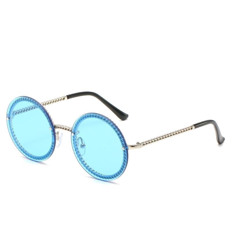 Eleganckie damskie okrągłe okulary przeciwsłoneczne, uniwersalne akcesorium modowe z ochroną UV.