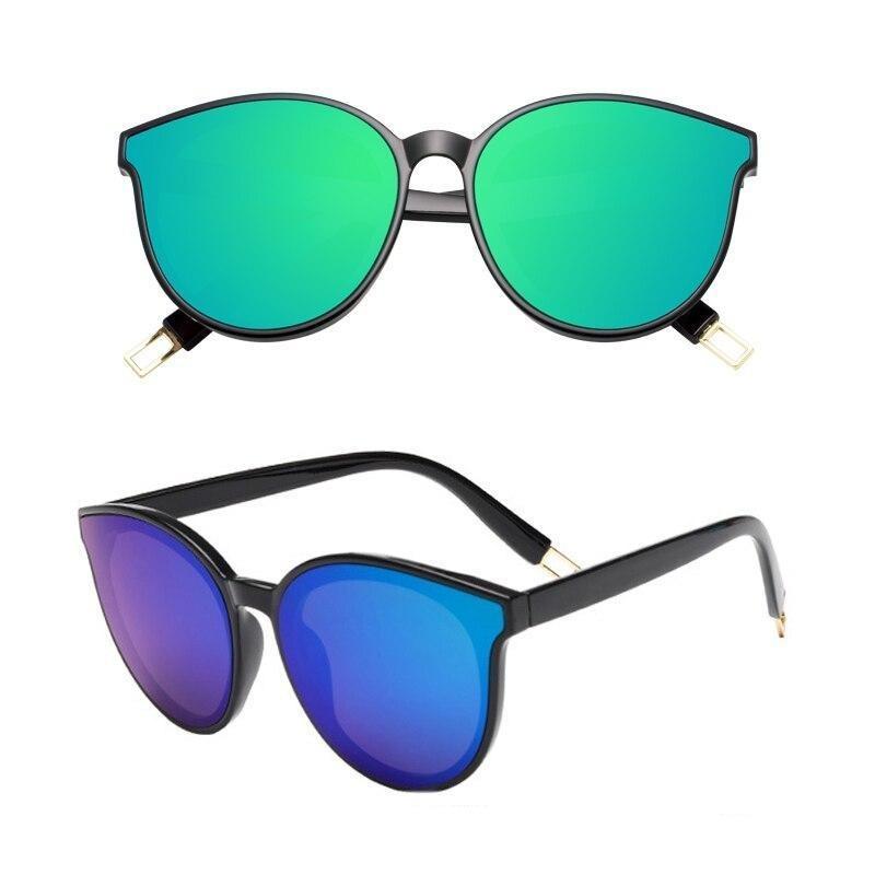 Eleganckie damskie okulary przeciwsłoneczne 'kocie oczy' z kolorowymi soczewkami, modny design.