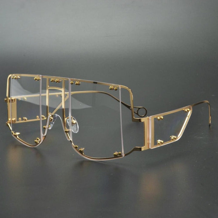 Futurystyczne damskie okulary przeciwsłoneczne prostokątne. Stylowy dodatek do letnich stylizacji.