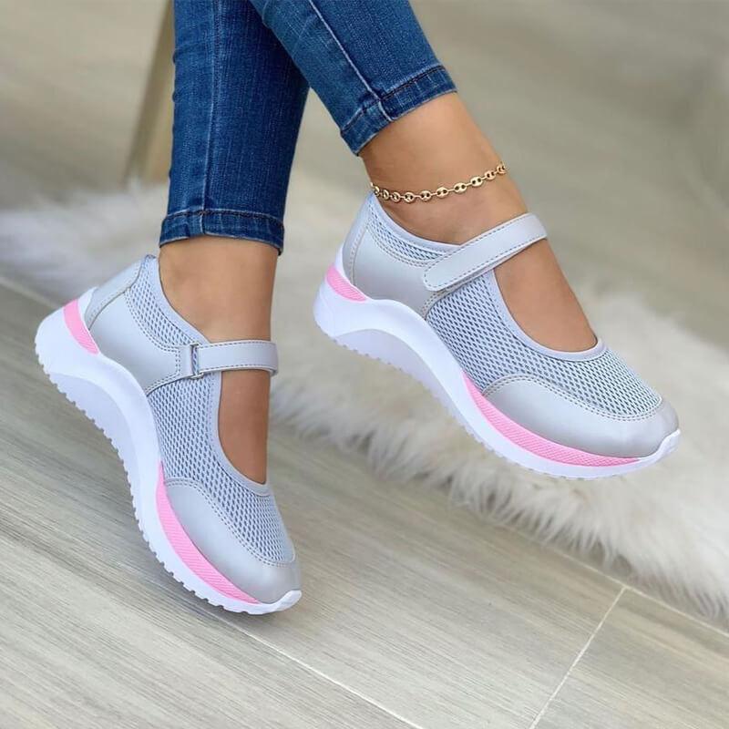 Damskie ortopedyczne sneakersy na rzep, wygodne i oddychające, idealne na co dzień dla zdrowia stóp.