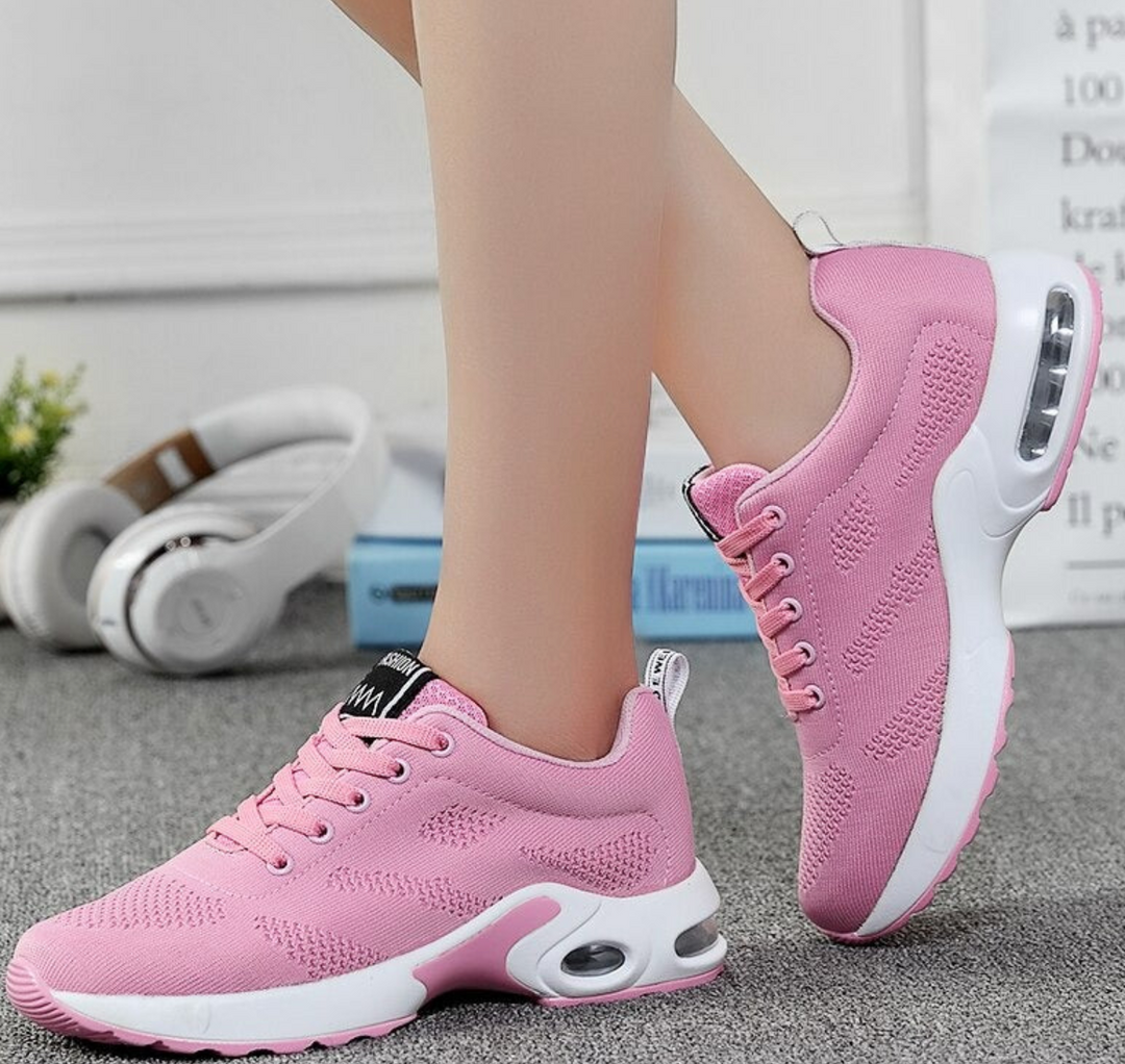 Eleganckie damskie sneakersy z amortyzacją powietrzną. Ortopedyczne obuwie sportowe dla kobiet, komfort na co dzień.