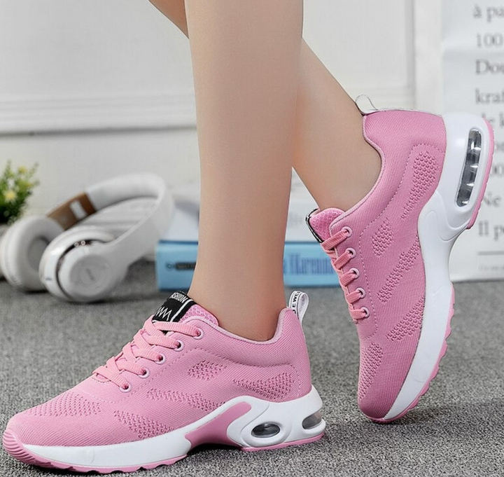 Eleganckie damskie sneakersy z amortyzacją powietrzną. Ortopedyczne obuwie sportowe dla kobiet, komfort na co dzień.