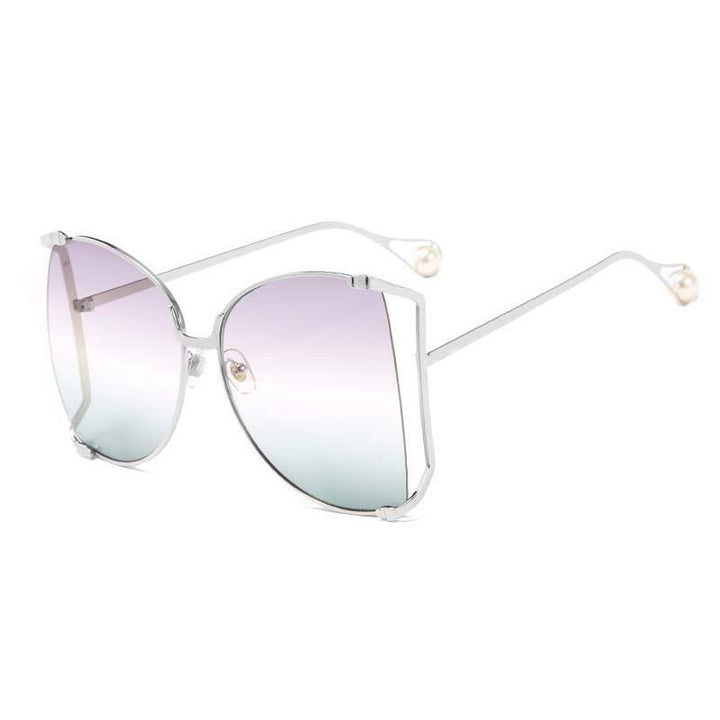 Kolorowe damskie okulary przeciwsłoneczne półokrągłe. Metalowe zauszniki dodają stylu. Must-have na lato.
