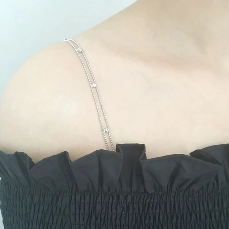 Damskie ramiączka do biustonosza z podwójnymi kryształkami, elegancki dodatek do bielizny imprezowej.